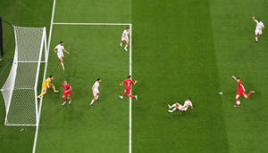 Denmark National Football Team Versus Tunisia Top View Wallpaper