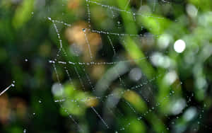 Dewy Spider Web Nature Background Wallpaper