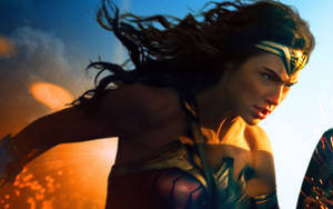 Diana Prince Running In Full Speed Fiercly Wallpaper