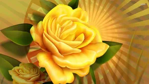 Digital Art Yellow Rose Right Wallpaper
