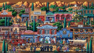 Digital Inspired Texas Folk Art Wallpaper