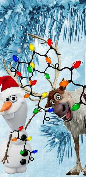 Disney Christmas Iphone Olaf And Sven Wallpaper