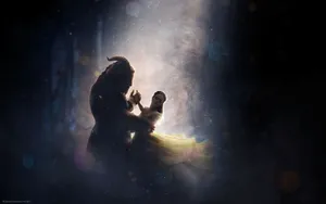 Disney Computer Silhouettes Of Belle And The Beast Wallpaper