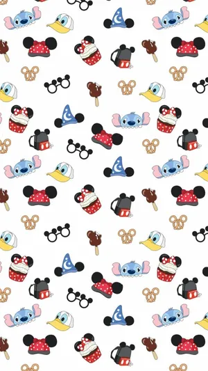 Disney Pattern With Random Characters Wallpaper