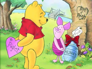 Disney Valentine Winnie The Pooh And Piglet Wallpaper