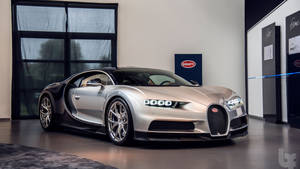 Displayed Gray Bugatti Chiron Wallpaper