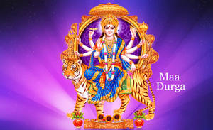 Divine Artwork Of Maa Sherawali - The Goddess Of Power And Bravery Wallpaper