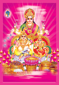 Divine Goddess Lakshmi Accompanied By Two Goddesses Wallpaper