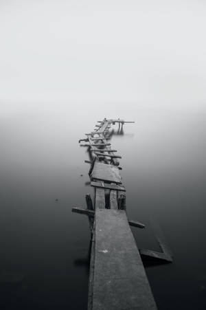 Dock Foggy Lake Iphone Dark Wallpaper