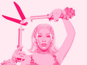 Doja Cat Pink Scissors Art Wallpaper