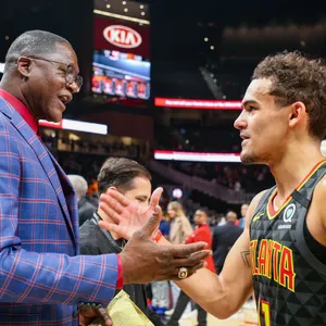Dominique Wilkins Trae Young Handshake Nba Photography Wallpaper
