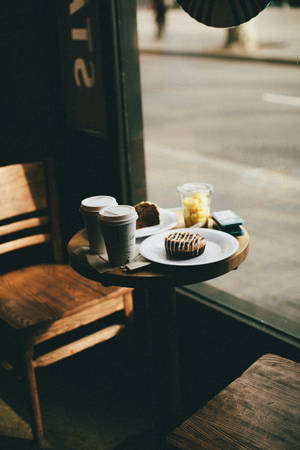 Donut And Coffee Aesthetic Wallpaper