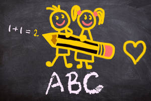 Doodle Artwork With White Chalk Labeled As Abc Wallpaper