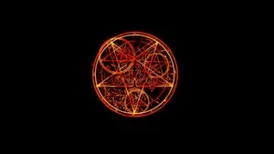 Doom Pentagram In Red Circle Wallpaper