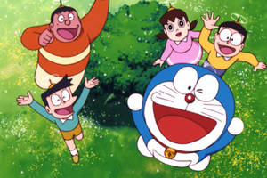Doraemon And Friends Reaching Up High 4k Wallpaper