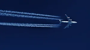Double Lines White Trails Of Airplane 4k Wallpaper