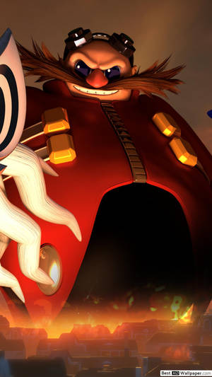 Dr Eggman Burning Fire Wallpaper