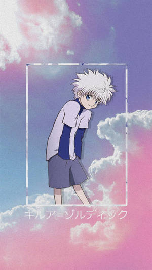 Dramatic Pastel Sky With Killua On Iphone Wallpaper Wallpaper