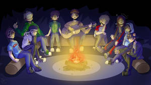 Dream Smp Members Campfire Art Wallpaper