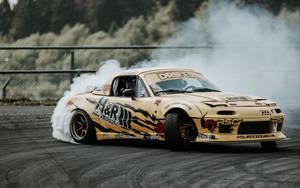 Drift Cars Pale Yellow Mazda Mx-5 Wallpaper