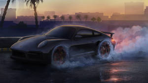 Drifting Car In Sunset Wallpaper