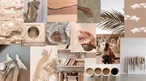 Drinks And Nature Beige Aesthetic Collage Wallpaper