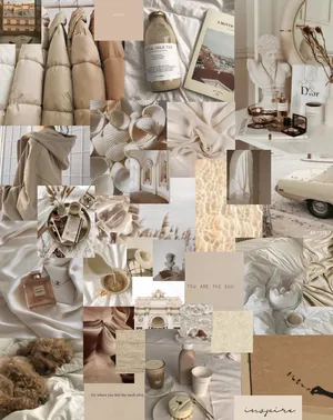 Drinks Beige Aesthetic Collage Wallpaper