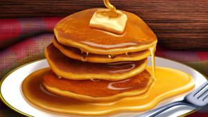 Dripping Honey On Pancakes Wallpaper