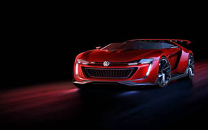 Driving Off The Red Roadster Of Volkswagen Gti Wallpaper