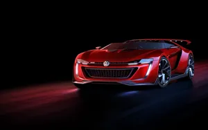 Driving Off The Red Roadster Of Volkswagen Gti Wallpaper