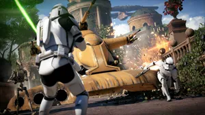 Droid Stormtroopers City Battle Wallpaper