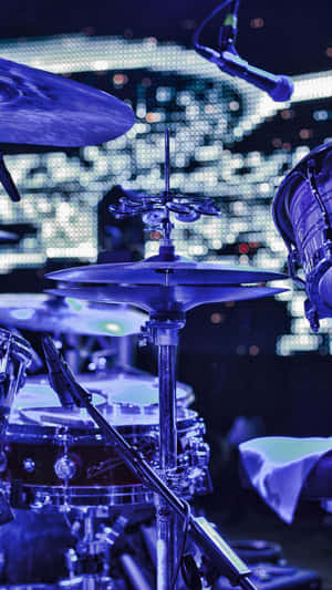 Drum Set Under Blue Lights Wallpaper