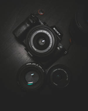 Dslr Camera Minimalist Black Flatlay Wallpaper