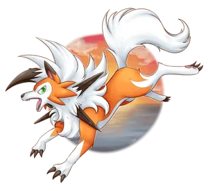 Dusk Lycanroc Jump Wallpaper