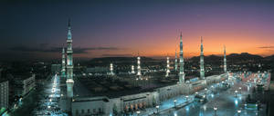 Dusk Over Prophet's Mosque Madina Wallpaper