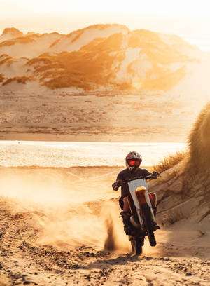 Dusty Mountain Road Dirtbike Wallpaper