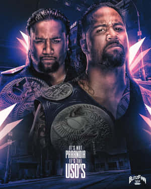 Dynamic Duo - Jey Uso And Jimmy Uso Posing For A Wrestling Poster Wallpaper