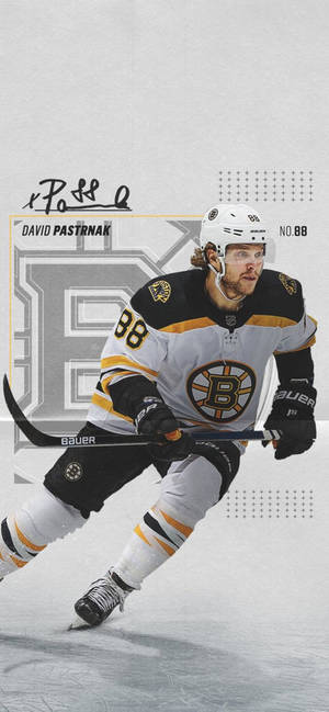 Dynamic Ice Hockey Star David Pastrnak In Action Wallpaper