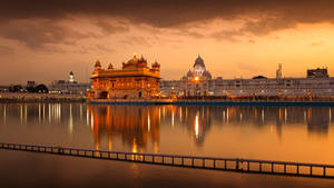 Early Evening Golden Temple Hd Wallpaper