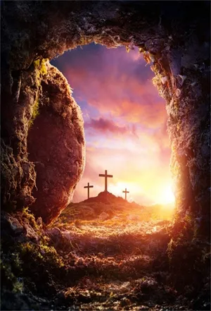 Easter Sunrise With Christian Cross In The Cave Wallpaper