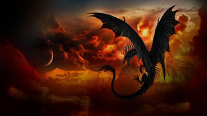 Eastern Dragon Fiery Aesthetic Wallpaper