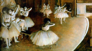 Edgar Degas Ballet Rehearsal On Stage Wallpaper
