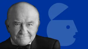 Edward Asner Blue Aesthetic Logo Wallpaper