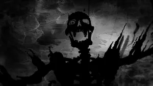 Eerie Halloween Skeleton With A Menacing Stare Wallpaper