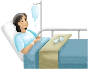 Elderly Female Patient Cartoon Illustration Wallpaper