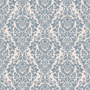 Elegant Blue Damask Pattern Wallpaper