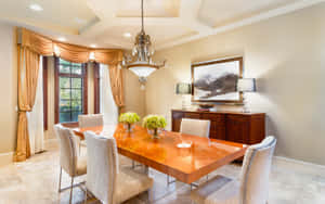 Elegant Dining Room Interior Wallpaper