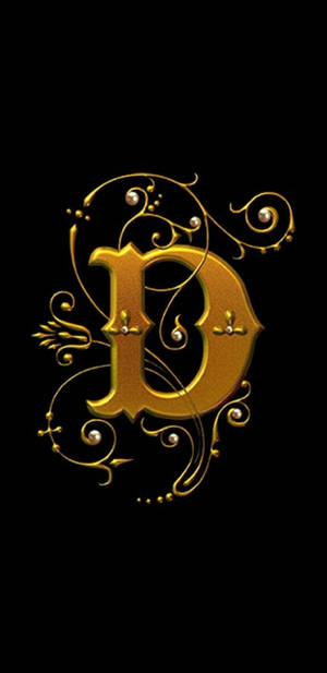 Elegant Golden Letter D Script Wallpaper