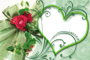 Elegant Green Heart Frame On Wedding Background Wallpaper
