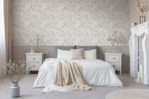 Elegant White Crochet Linen On Comfy Bed Wallpaper